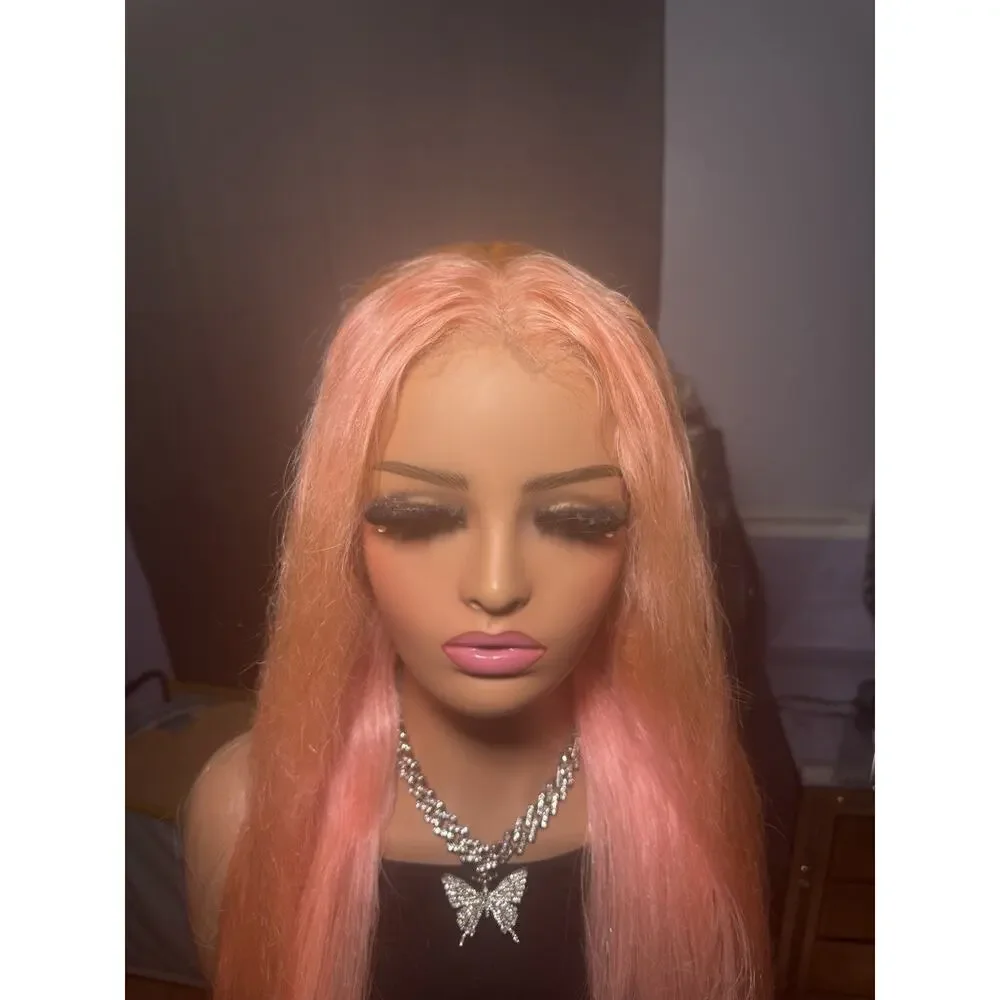 13x6 Lace Front Human Hair Wig Pink